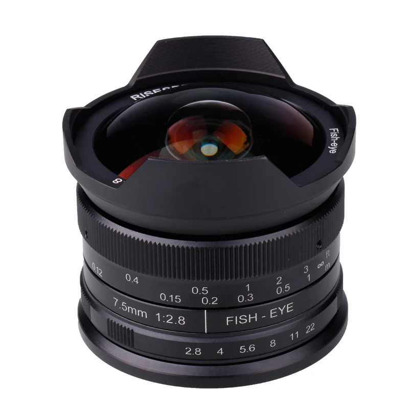 Nouveau RISESPRAY 7,5 mm f2.8 II 190 °   Objectif Fisheye fixe manuel APS-C pour Sony E Canon Fuji OLYMPUS M3/4 Panasonic