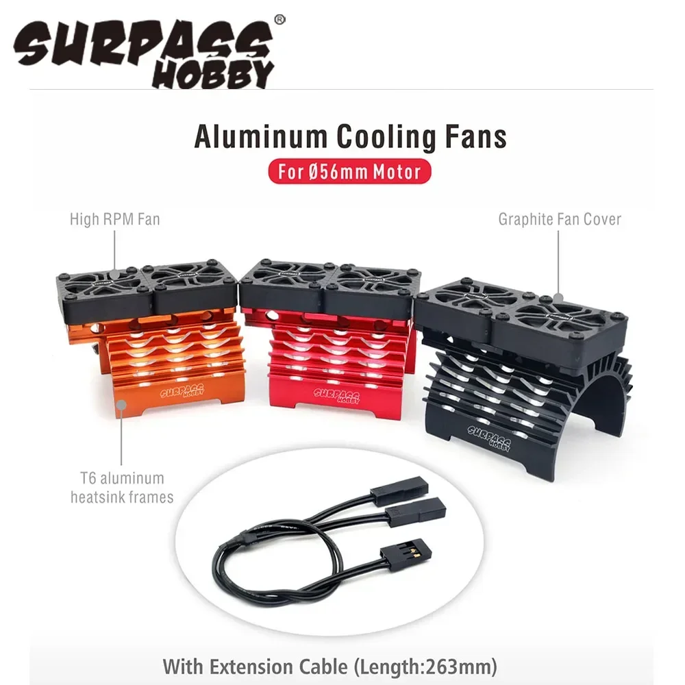 Surpass Hobby 56mm RC Motor Cooling fan Heatsink 27000RPM for Hobbywing 56112 5687 5692 1/5 1/6 1/7  RC Car Motor Parts