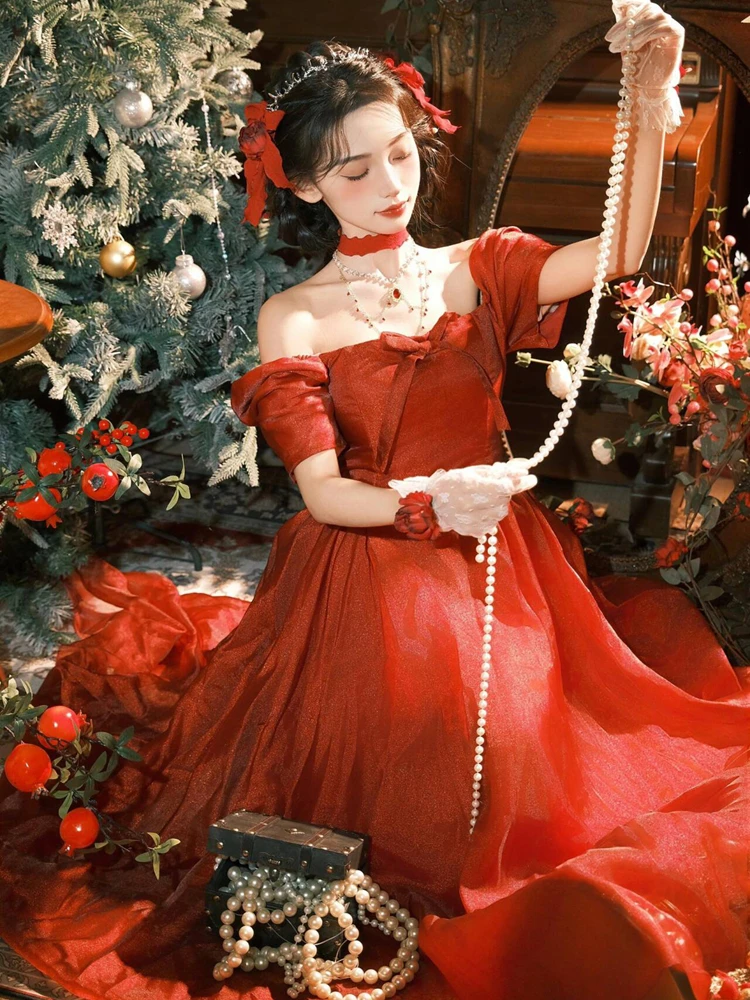 

2026 New Vintage Oil Painting Style Princess Dress for Photo Studio Christmas Birthday Personal Photography Clothes