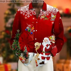 Christmas Men's Linen Long Sleeve 3D HD Printed Shirt Casual Comfortable Versatile Loose Extra Large Size XS-6XL Fast Shipping