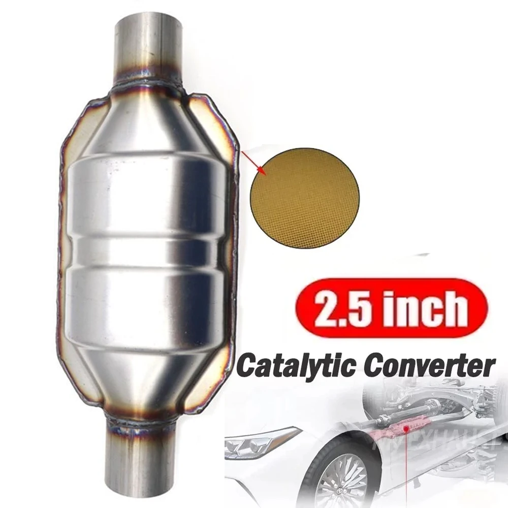 

2.5'' 63mm Universal Car Catalytic Converter Exhaust 400 Cell High Flow Muffler Catalyst Converter 14" Length Stainless Steel