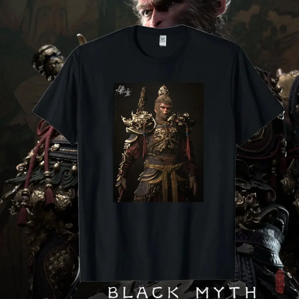 Black Myth Wukong Essential High Quality Men Cotton TShirt Chinese Mythology Game 6 Eared Macaque Men's Print Comfort Street Tee