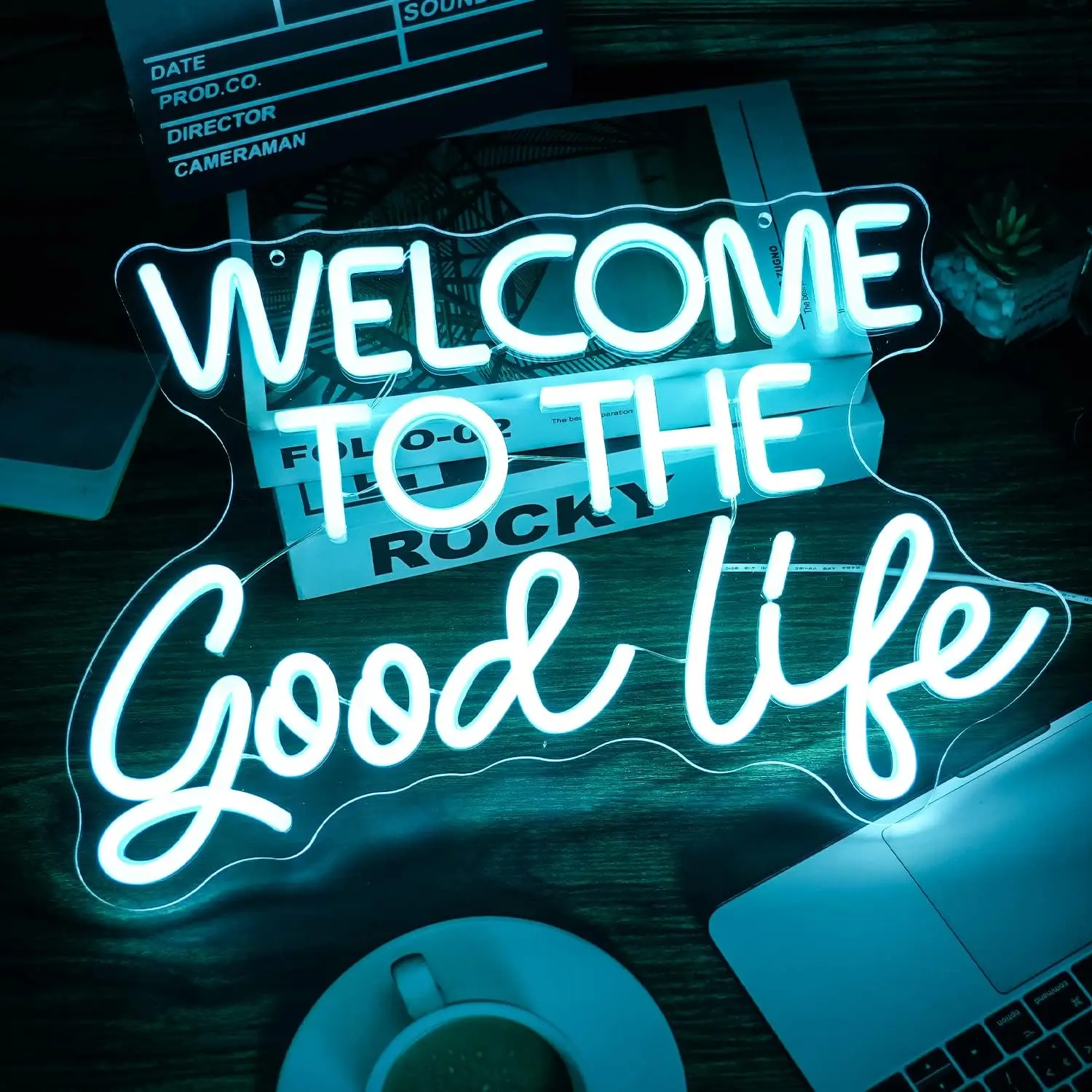 

Party Neon Sign Decor Welcome Good Life Bright warm neon, colorful soft glow, spring breeze feeling