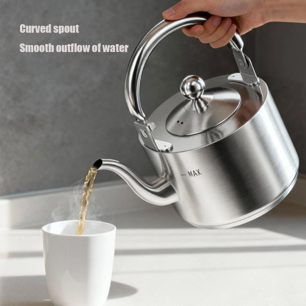 316 Stainless Steel Whistle Kettle, All Steel Teakettle with Tea Strainer, Home Restaurant Stainless Steel Teapot, 1.5L 4