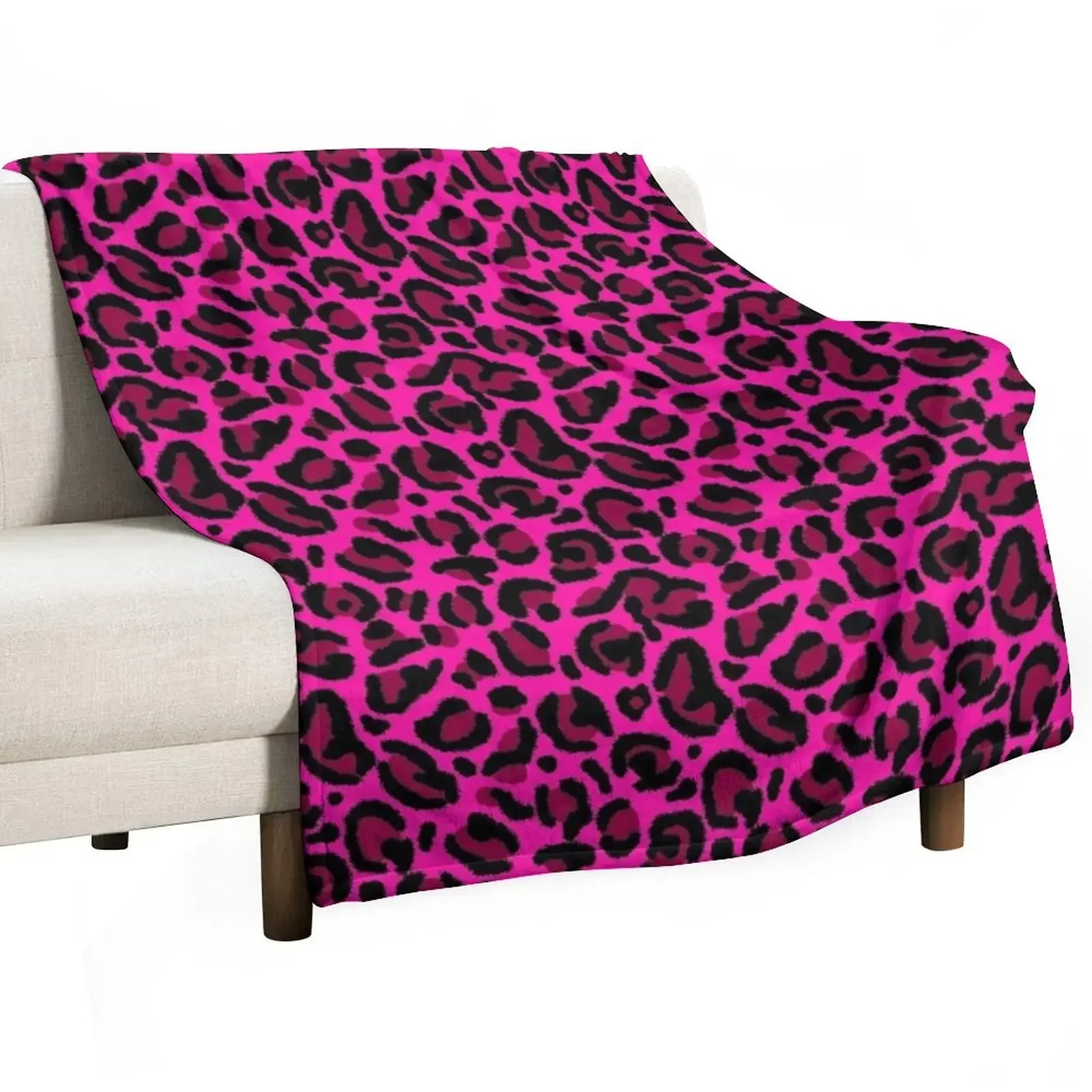 

Hot Pink Y2K Aesthetic Leopard Print Throw Blanket Fluffy Cozy Throw Blanket for Home Decor