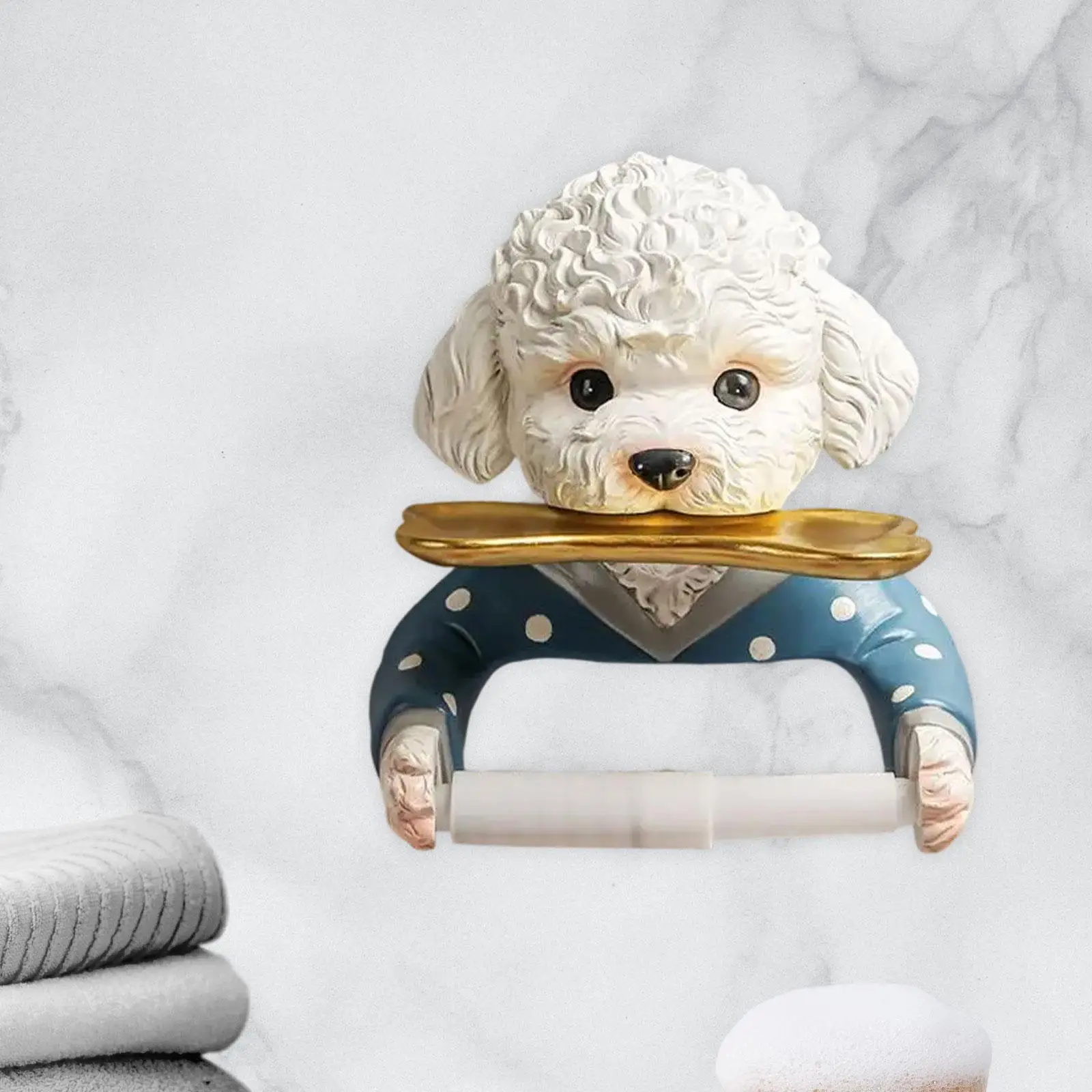 

Dog Toilet Paper Roll Holder Wall Mounted Towel Rack Tissue Roll Dispenser Bathroom Towel Rack for Hotel Lavatory Washroom