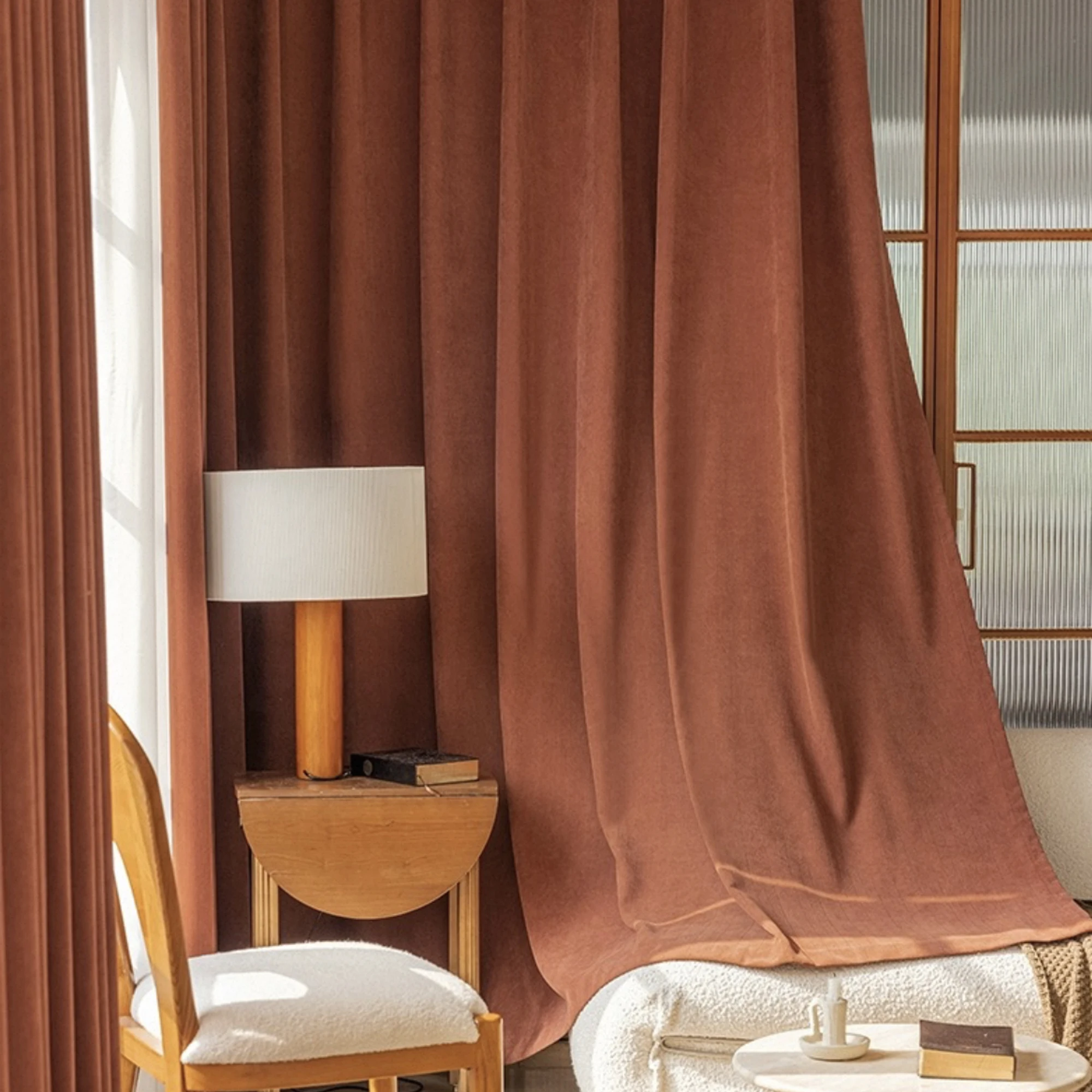 1pc blackout curtain decorative burgundy curtain for living room,bedroom,dust proof,heat insulating,noise-reducing functions