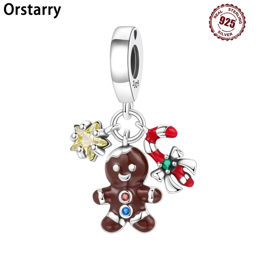 

Orstarry стерлингового серебра 925 пробы, праздничный кулон с Рождеством, подвески, бусины, подходят для браслетов, подарки «сделай сам», ювелирные аксессуары