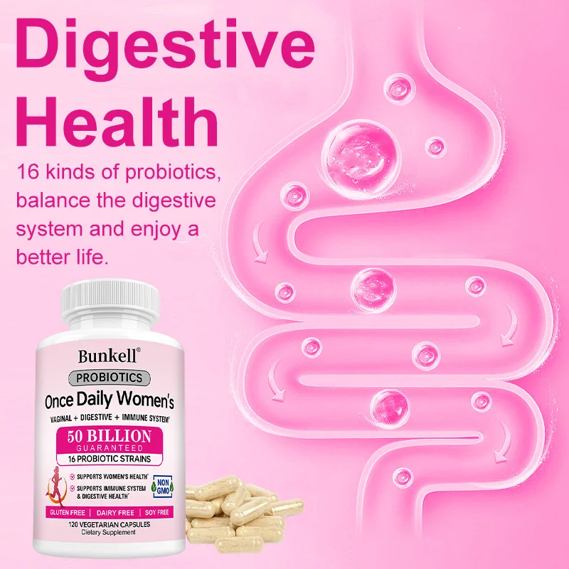 البروبيوتيك المصنوع يوميًا للنساء 50 مليار CFU 16 سلالة بروبيوتيك مع البريبايوتكس العضوية والهضم والصحة المناعية #6