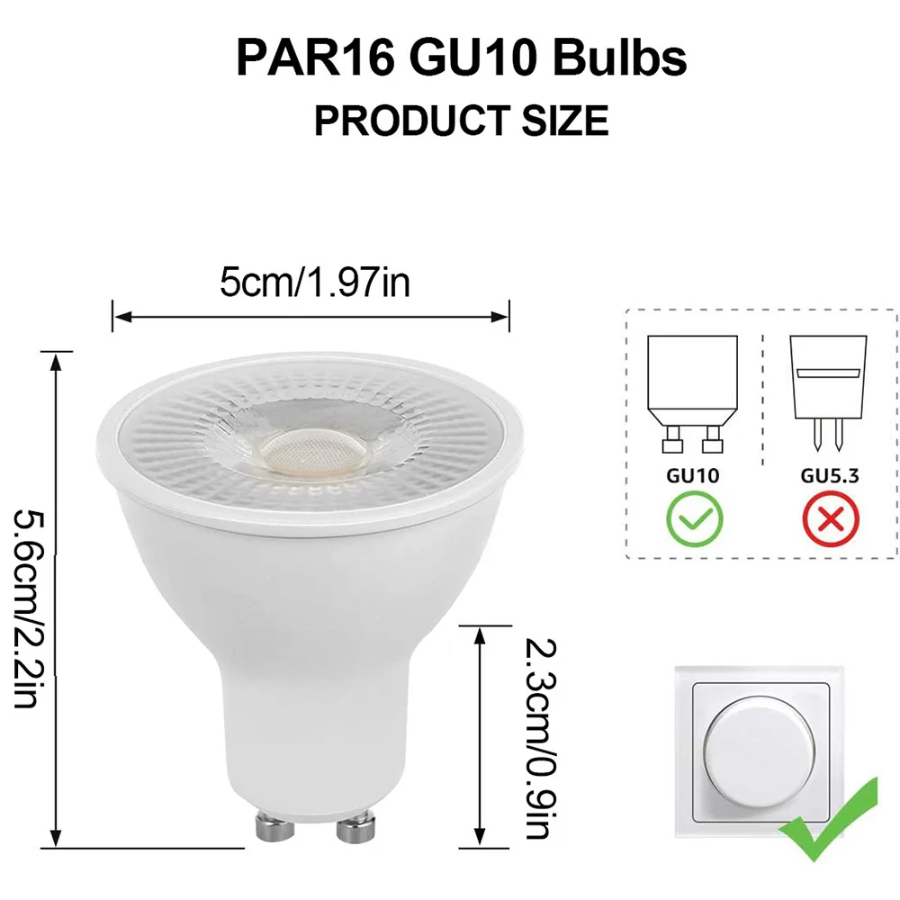 1-6X GU10 LED Bulbs AC220-240V No Flicker Dimmable Spot Light 5W Replaceable 50W Halogen Lamp Indoor Lighting 500LM 3000K/6000K