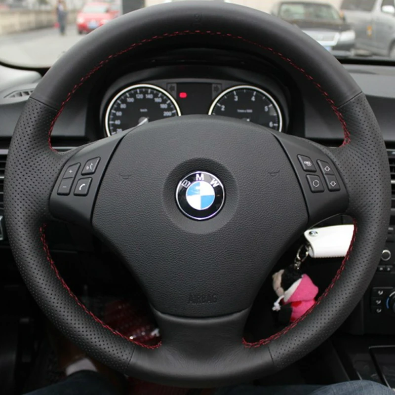 DIY Hand-Stitched Black Artificial Leathers Car Steering Wheel Cover For BMW E90 320 318i 320i 325i 330i 320d X1 328xi 2007