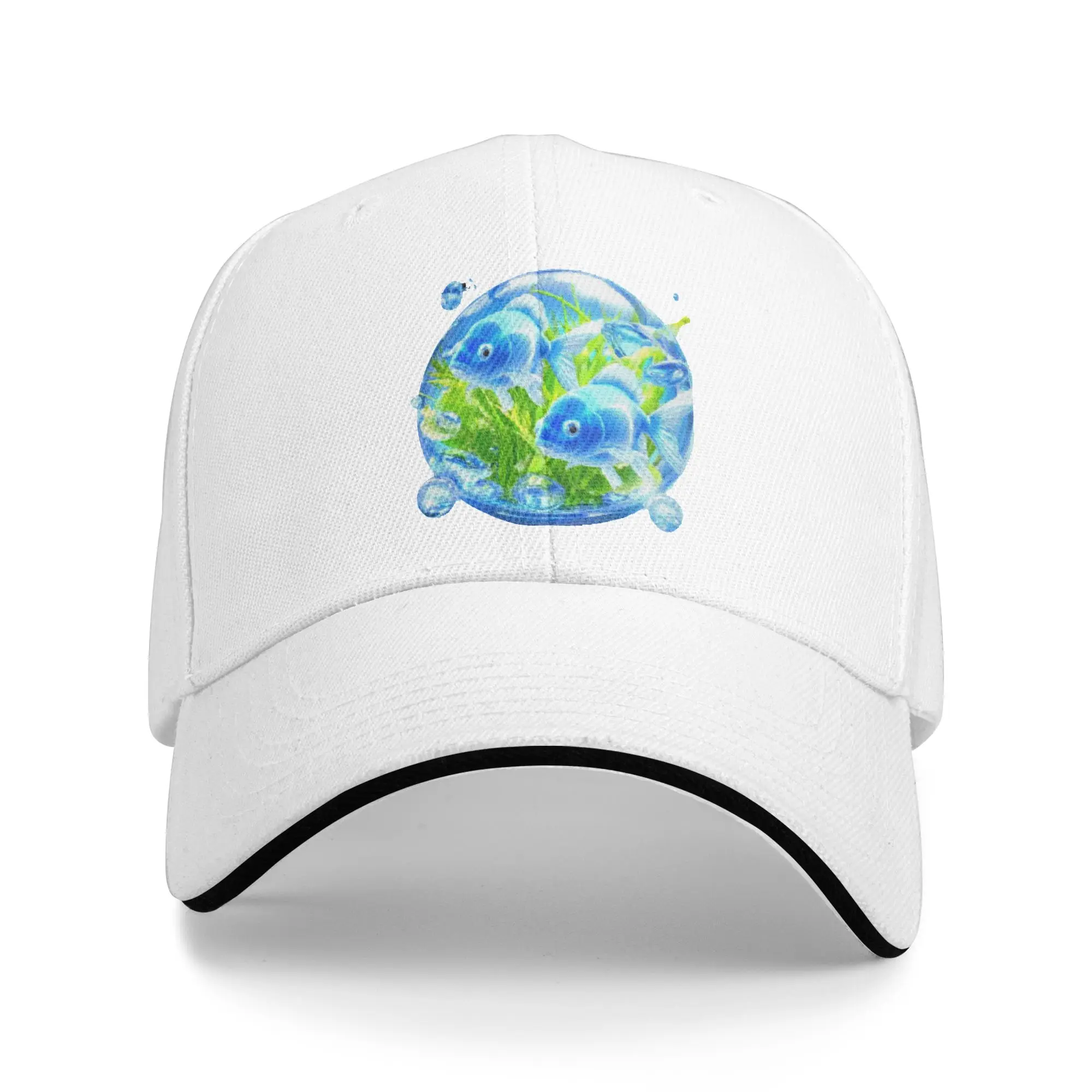 Pixelated Fish Frutiger Aero Baseball Caps Hip Hop  Sandwich Cap Unisex Style Polyester Headwear Activities
