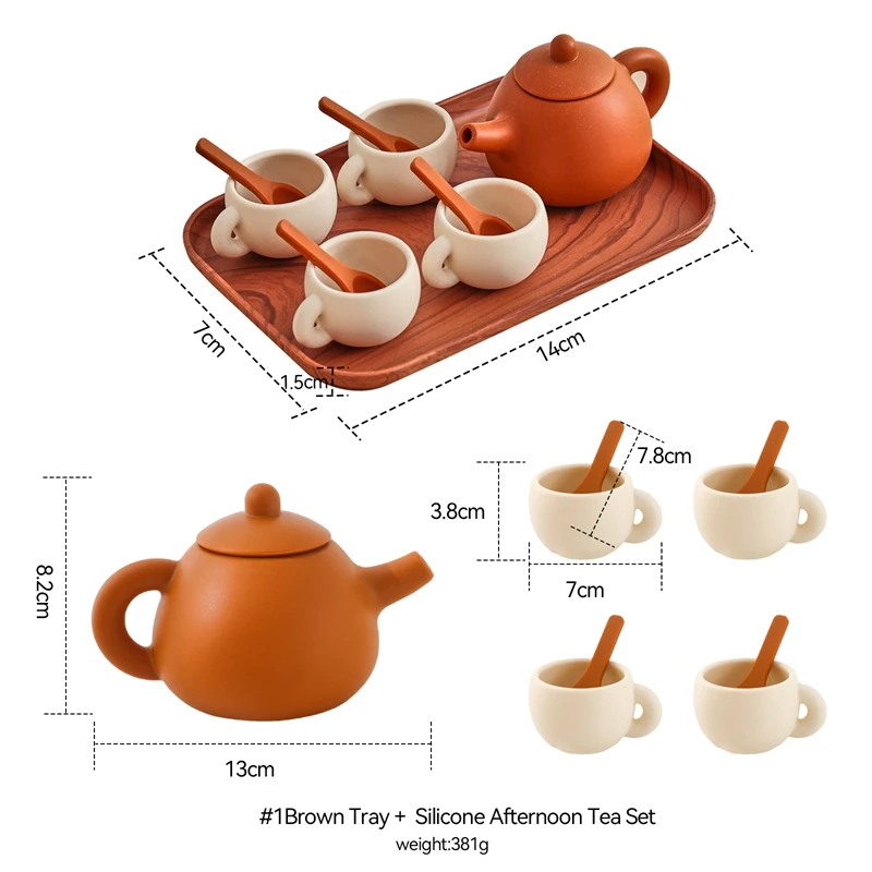 モンテッソーリ木製子供のおもちゃティーポットティーカップシミュレーションキッチン用品 BPA フリーシリコーン子供の教育ごっこ遊びおもちゃギフト