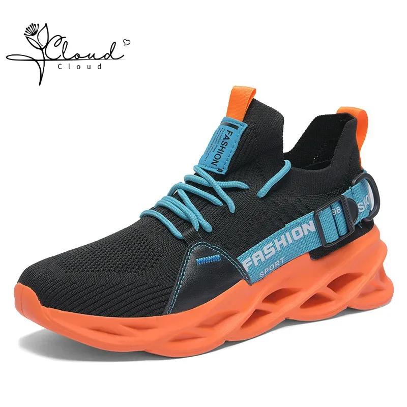 Plus Size Men's Shoes 46 Foreign Trade Men's Shoes Flying Knitting Blade Sole Breathable Lightweight Running Couple Shoes