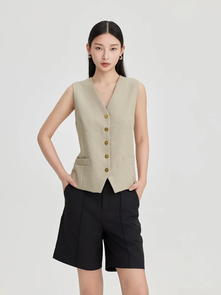 

Жилет Sweet Tea Home Old Money, однотонный, базовый слой, для повседневной носки, V-образный вырез, стандартная длина, на одной пуговице