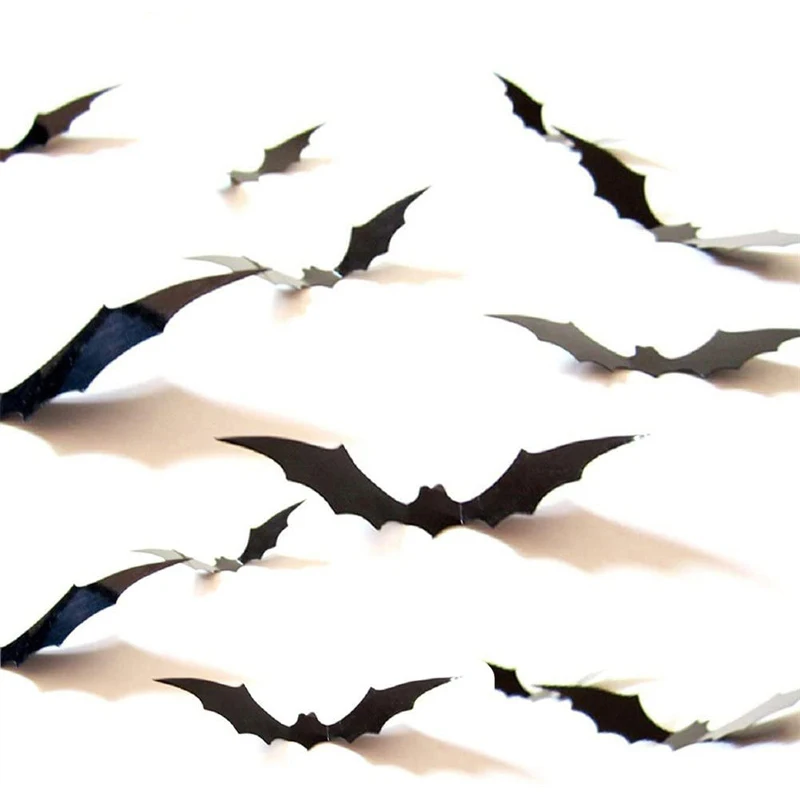 Halloween Decorations Hollow Easy To Apply Spooky Add A Touch Of Terror Detachable Removable Bat Sticker Bat Wall Sticker Black