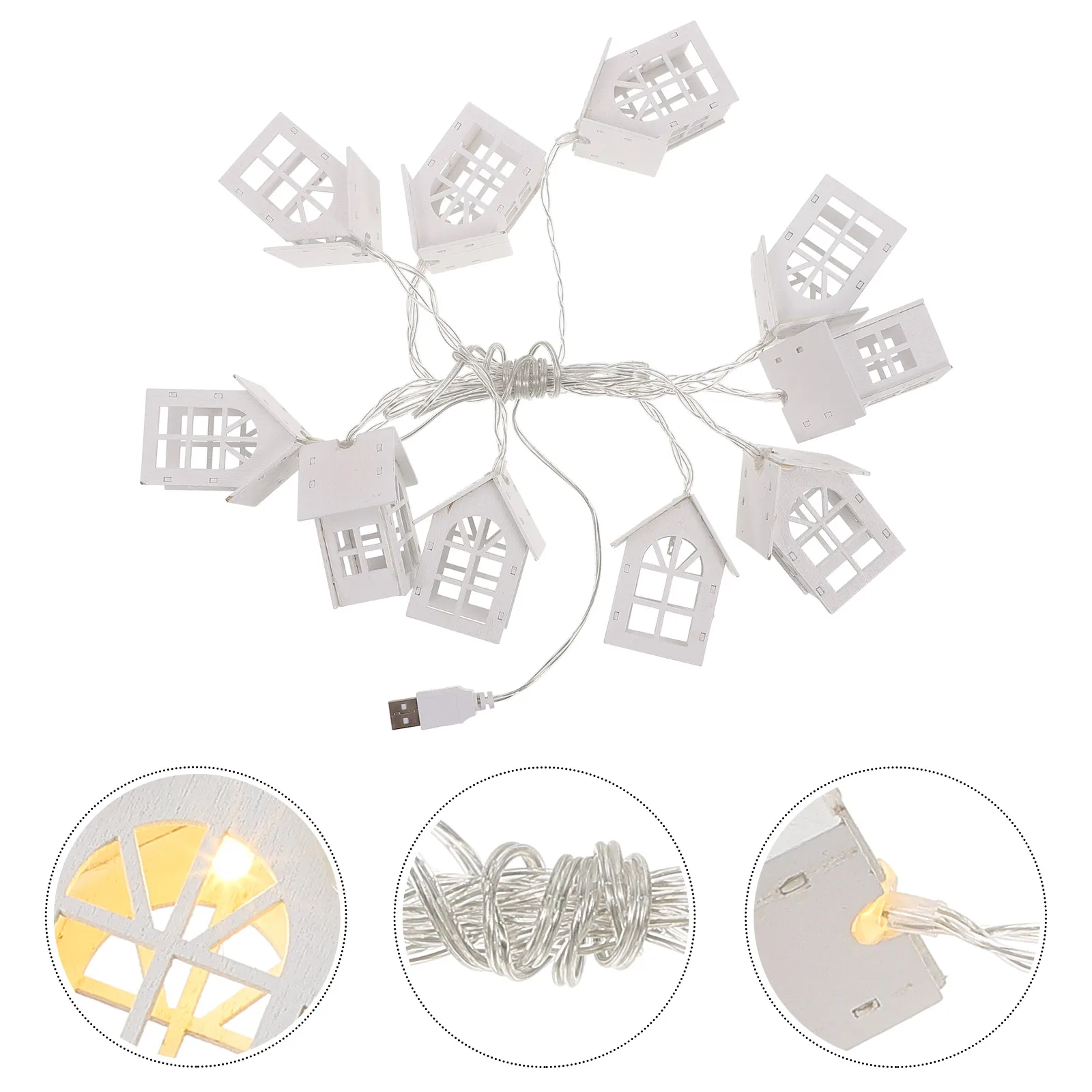 خشبية LED ضوء سلسلة 1 قطعة زينة عيد الميلاد في الهواء الطلق داخلي شجرة شرفة أكشاك مصباح سلسلة ديكور الجدة الإضاءة #4