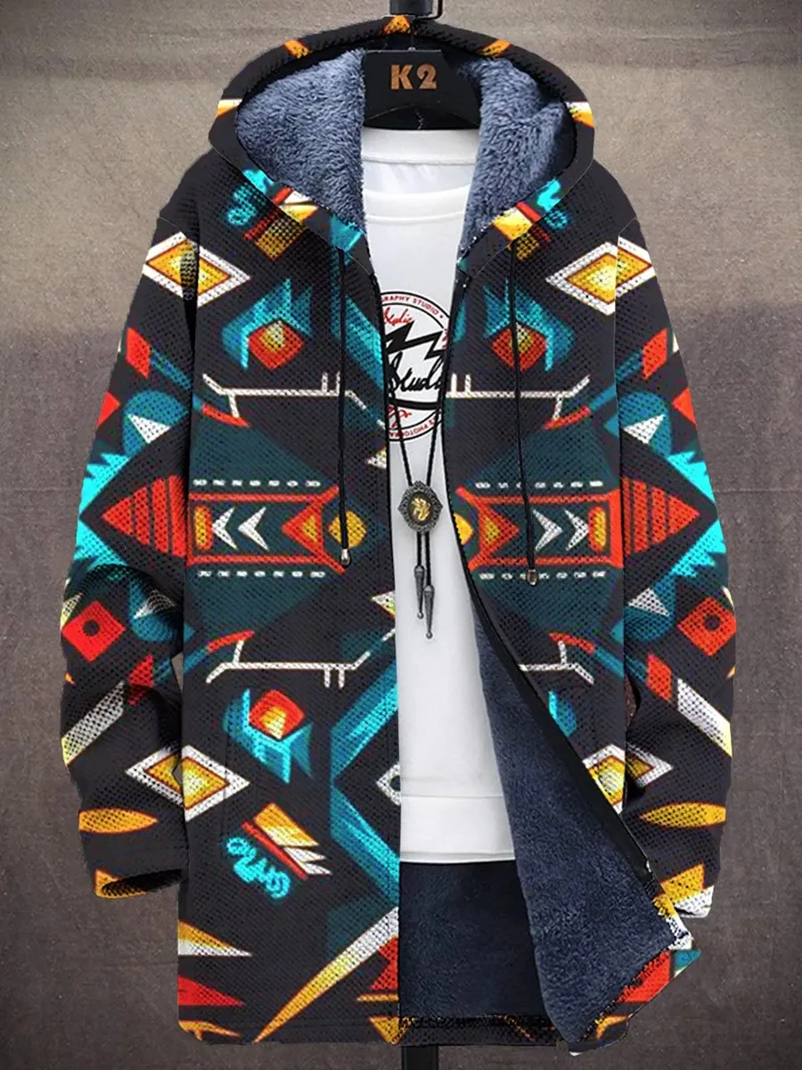 

New Men's Winter Cloak Colorful Irregular Pattern 3D Printed Plush Thick Hoodie Neutral Street Leisure Warm Zipper Jacket Q0382