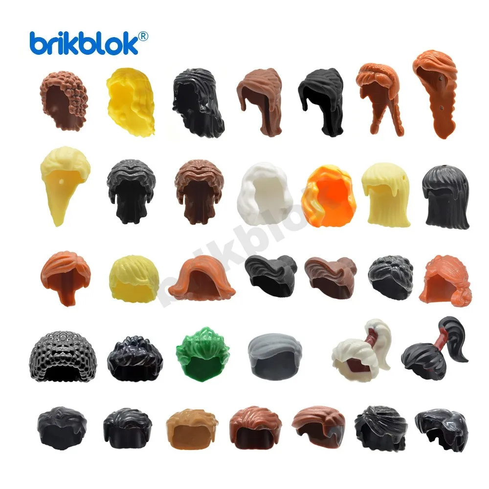 10 MOC Hair Mini Wig Building Blocks Toys  Hat for Brick Figures DIY Accessory Man Woman Lady Girl Boy