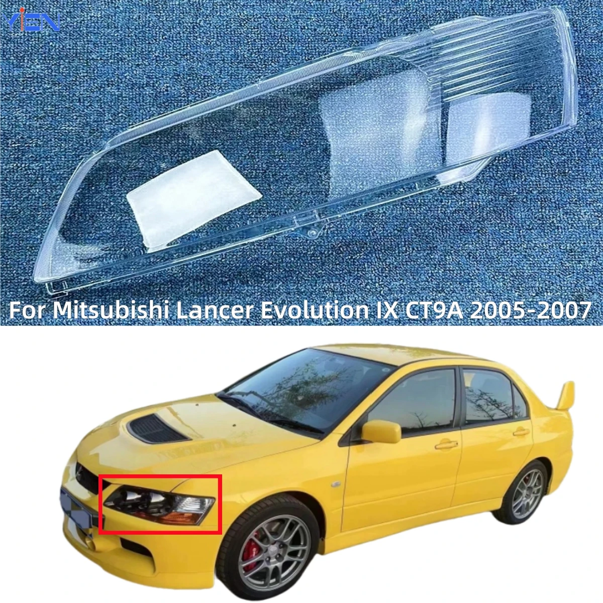 For Mitsubishi Lancer Evolution IX CT9A 2005 2006 2007 Car Interior Spare Parts Headlight Lens Replace The Original Lens