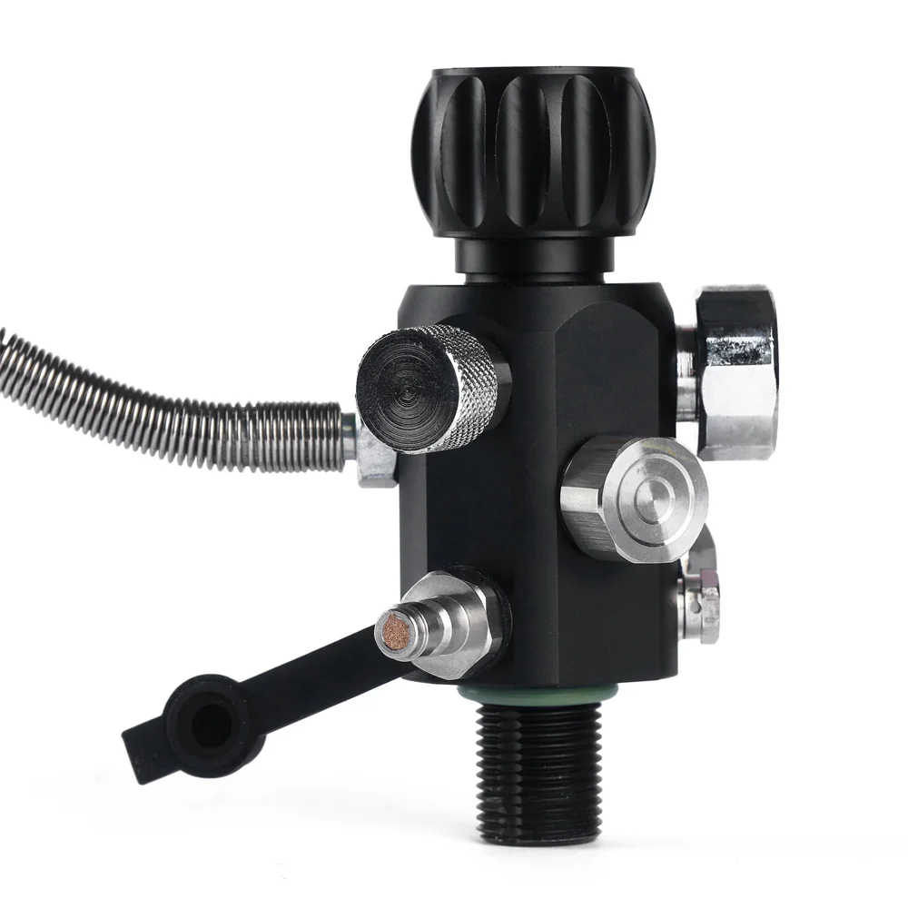 High Pressure Tank Charging Valve Air Filling Station Refill Adapter M18x1.5 Double Gauge Cylinder Valve with Regulated Output