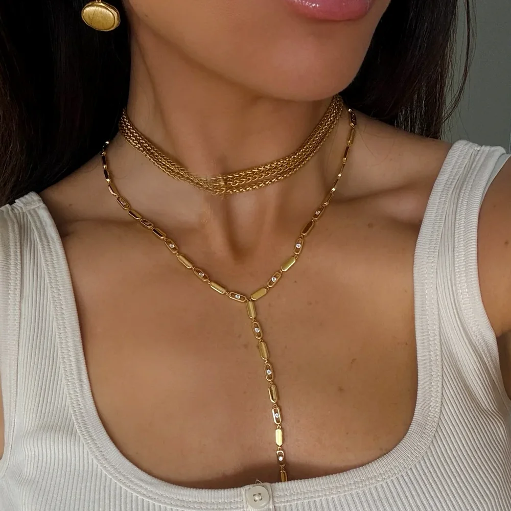 New Release Same Series Hollow Y-shaped Necklace Fashionable Gold Plated Inlaid Shining Zircon Charm Women's Bracelet Jewelry