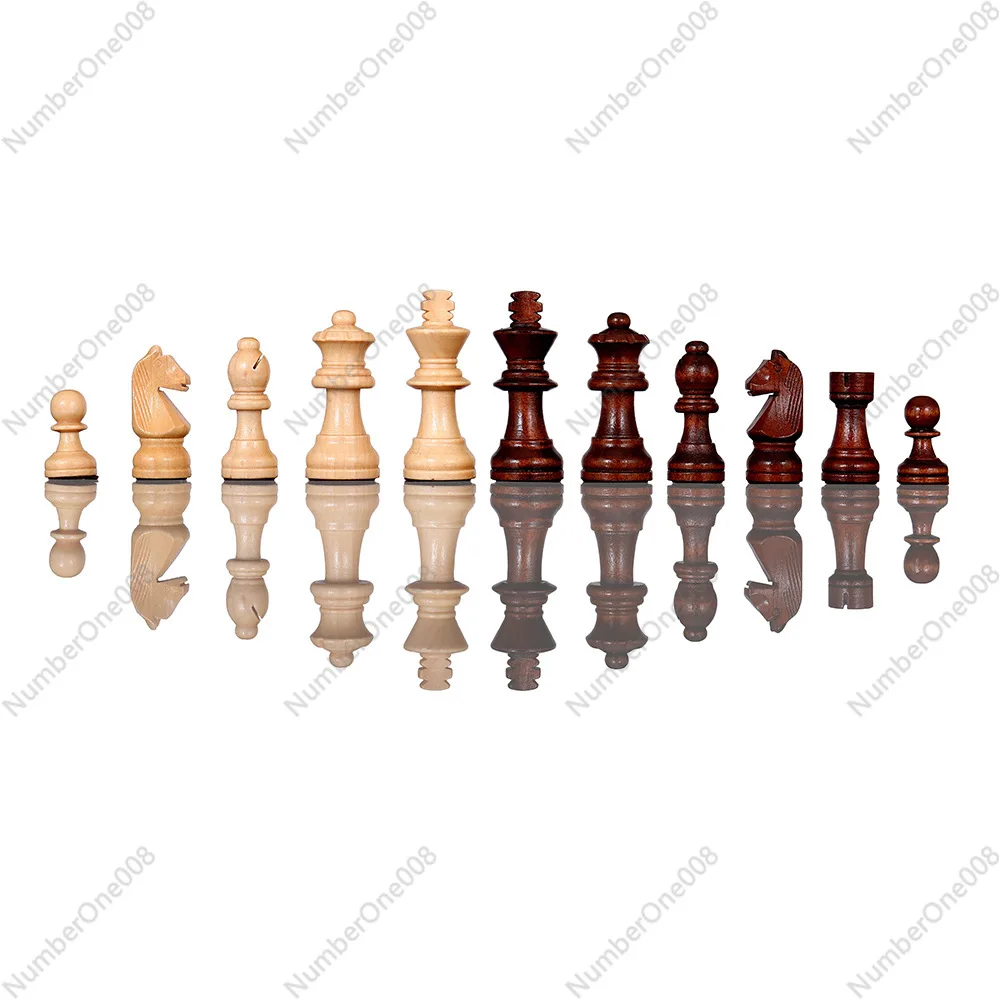 Non-Magnetic 2 in 1 Wooden Chess Checkers Set with Two Queens Professional Board Game Toys Export Factory Direct
