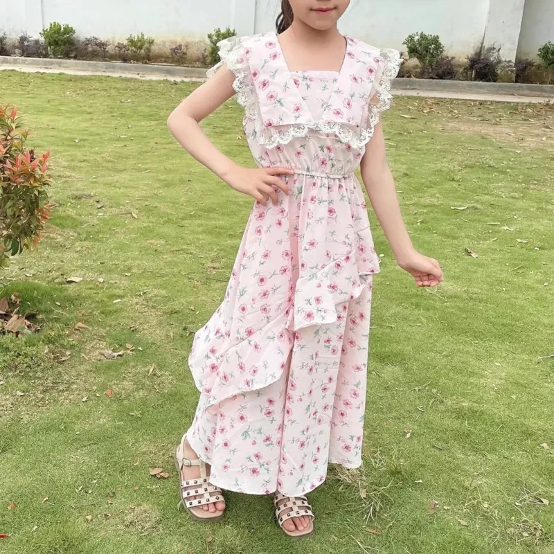 Summer Floral Dress Lolita Child Girls Casual Maxi Dress Children Dresses For Teens 14 15 Year Party Princess Sundress