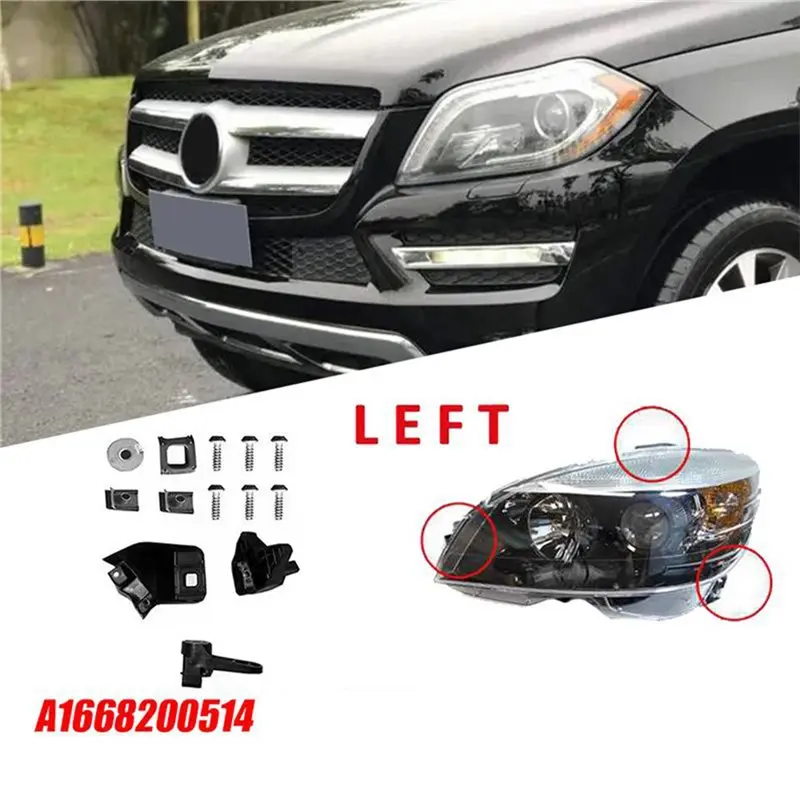 AU28-Car Front Headlight Bracket Repair Kit For GLS GL ML-Class W166 350 400 11-15 RS Mount A1668200514 L