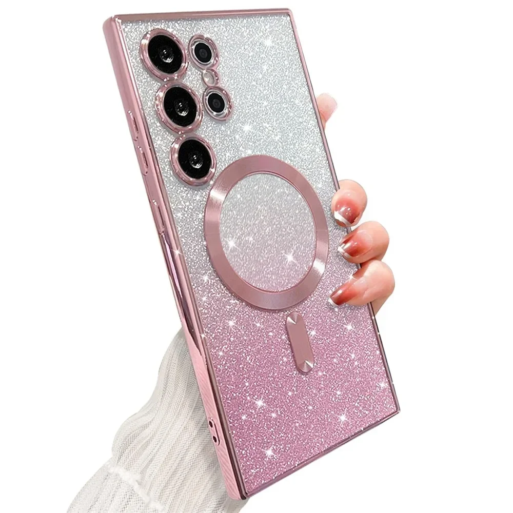 Glitzernde Hülle für Samsung Galaxy S25 S24 S23 Plus S22 S21 S20 FE S24FE S23FE S21FE Glitter S26 Ultra A56 A17 A57 Magnetische Schutzhülle – Detail 9