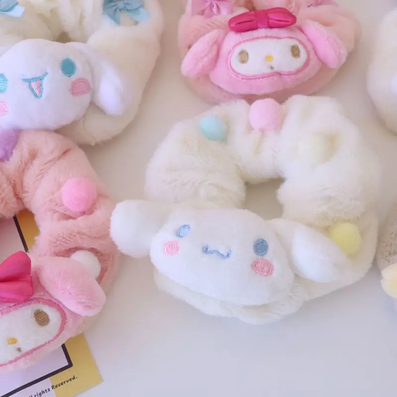 Kawaii Hair Rope Hello Kitty Anime Figure Cinnamoroll Melody Kuromi Hair Accessories Pompurin Cartoon Birthday Gifts For Kids