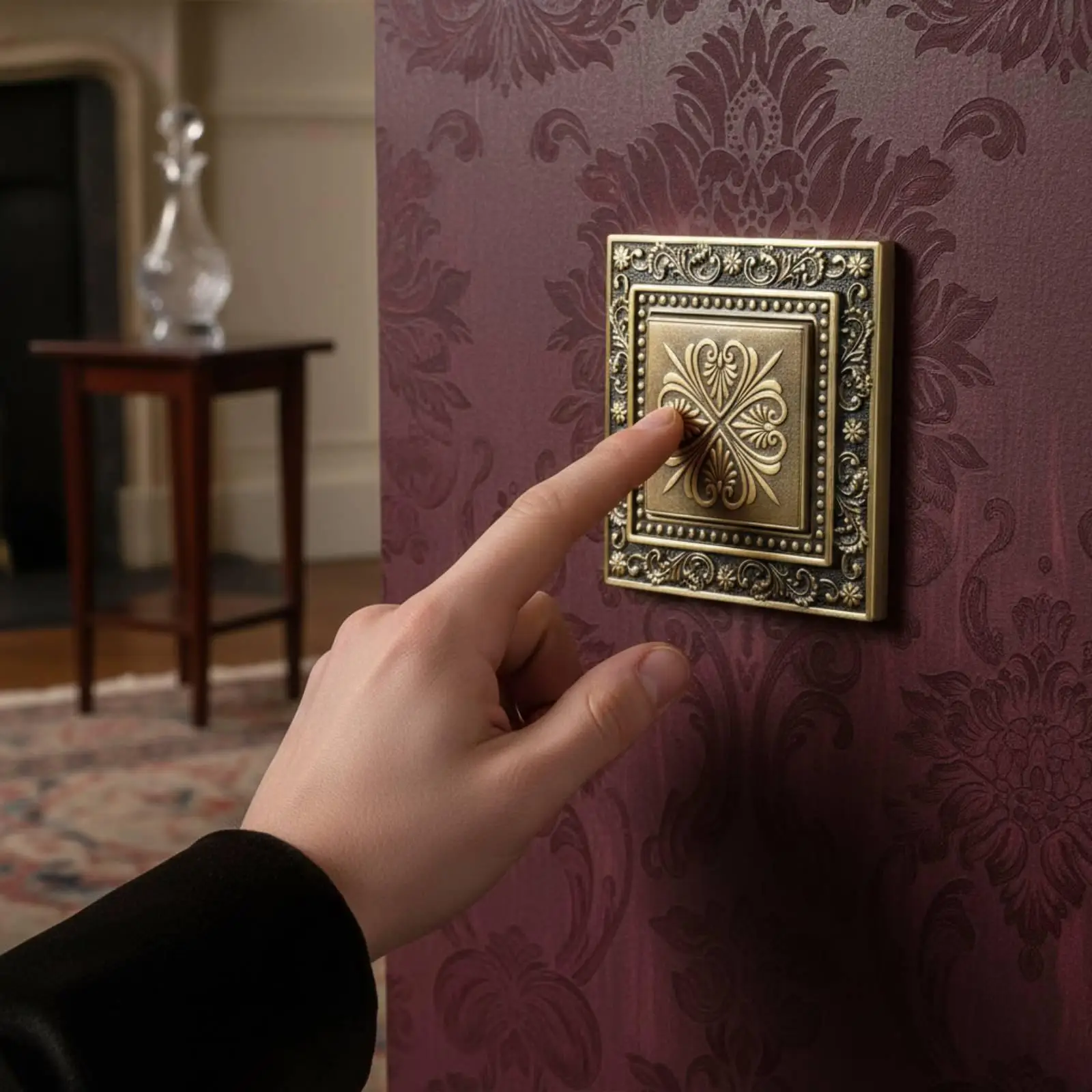 uk-13a-socket-panel-bronze-finish-decorative-wall-plate-retro-style-patterned