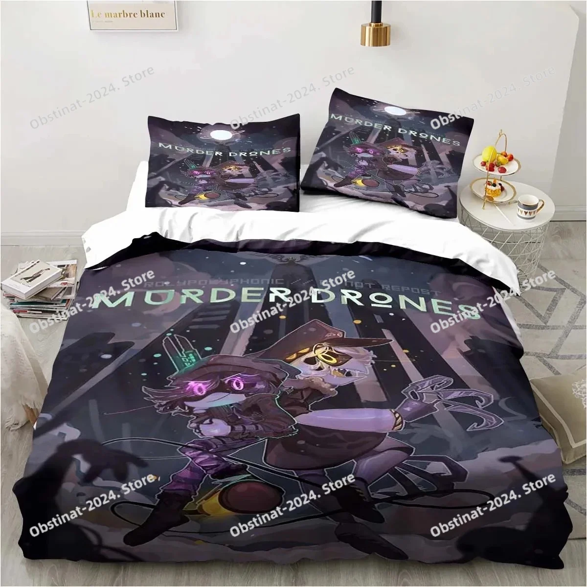 

3D Print Cartoon Murder Drones Bedding Set Double Twin King Duvet Cover Comforter Pillowcase Boys Girls Adults Bedroom