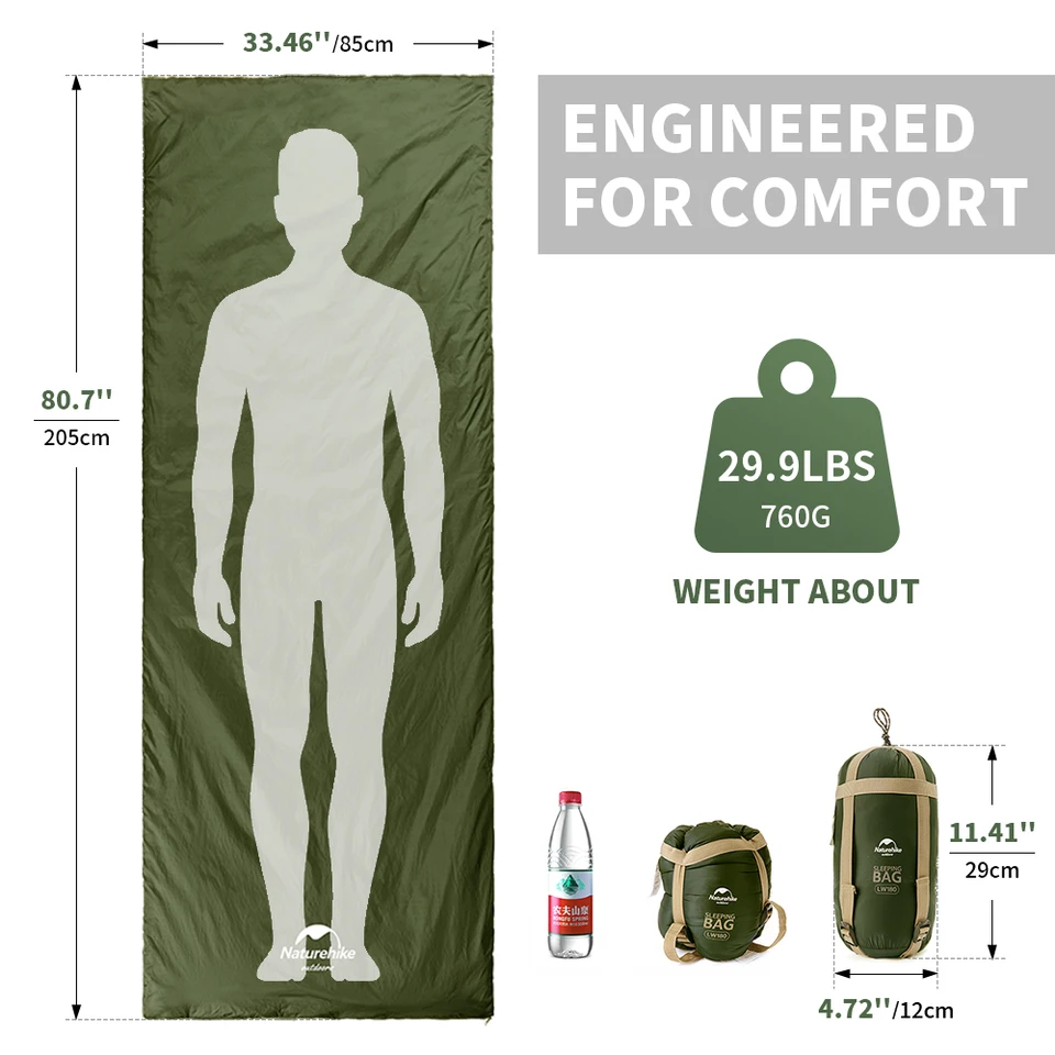 Naturehike 超軽量防水綿寝袋 夏用キャンプ用
