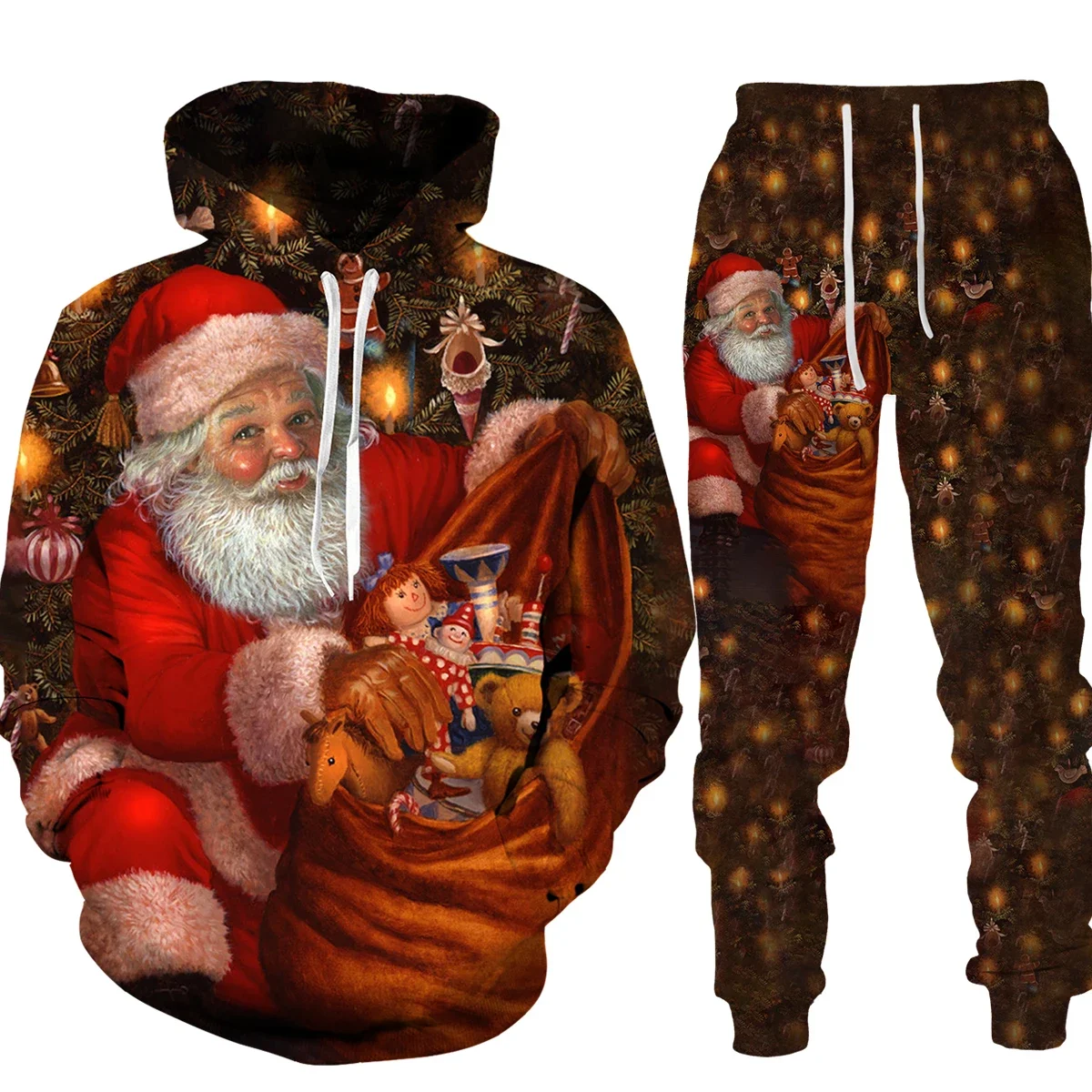 

Christmas Santa Claus Autumn Winter 3D Printed Men's Tracksuit Set Hoodies Pants Set Long Sleeve Men's Clothing Suit