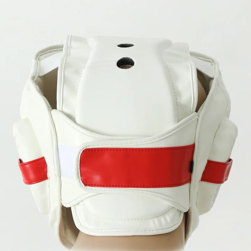 MMA Fighting Helmet PU Material Iron Mesh Mask White Boxing Head Protector Full Coverage Sanda Headgear for Adults and Children
