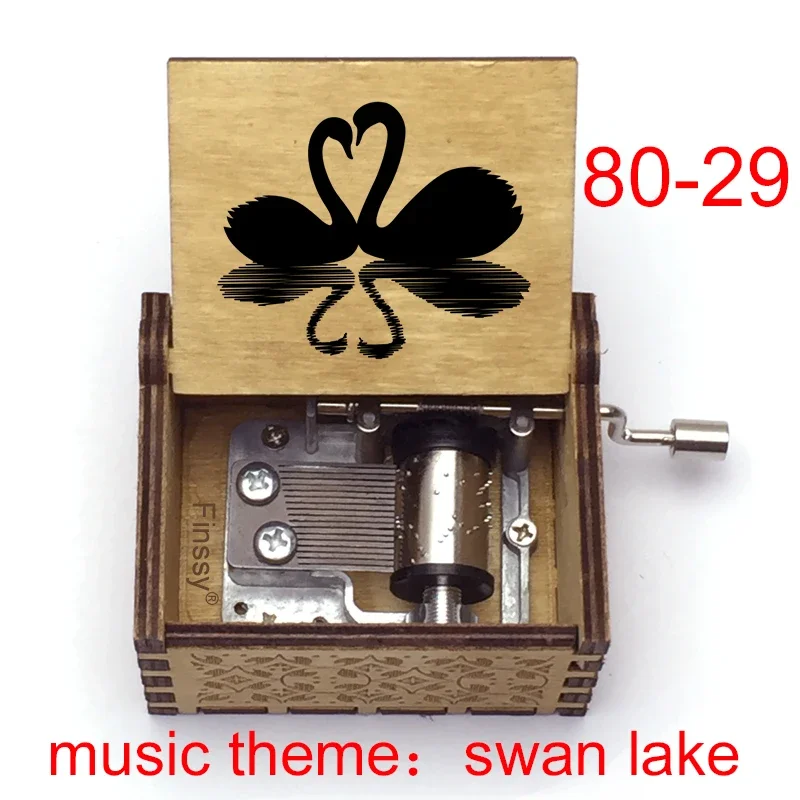 Antique New Product Swan Lake Wooden Music Box Ballet Dancer Print Ornament Kids Friend Birthday Christmas Gifts New Year Decor