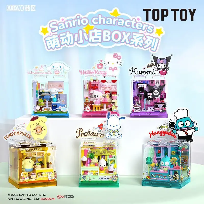 In Stock Sanrio Series Hello Kitty Pachacco Building Blocks Toy Anime Figure Desktop Ornament Anime Toys Girl Like Birthday Gift
