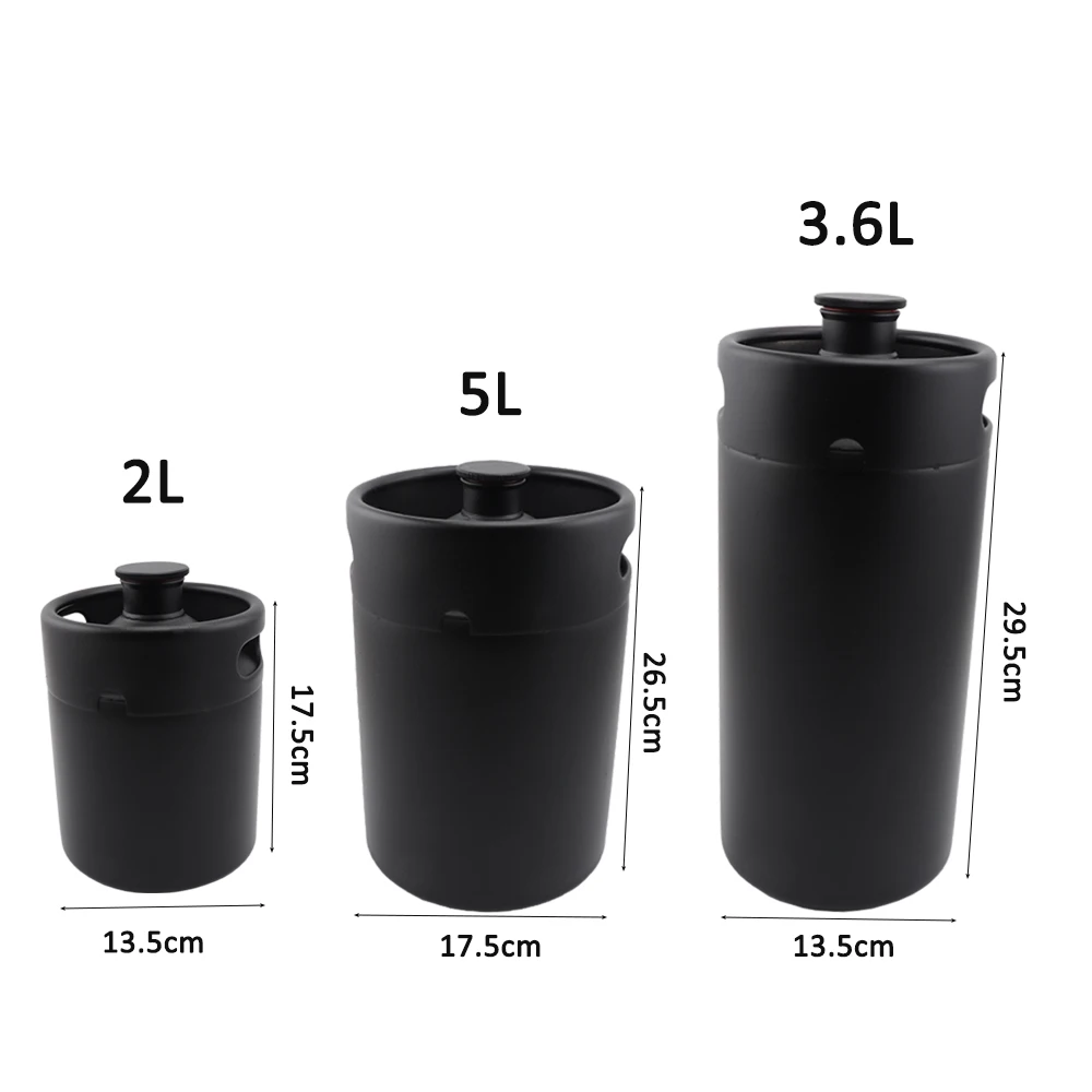 2L/3.6L/5L Mini Kegs Beer Growler Matte Black Homebrew Craft Beer Barrel
