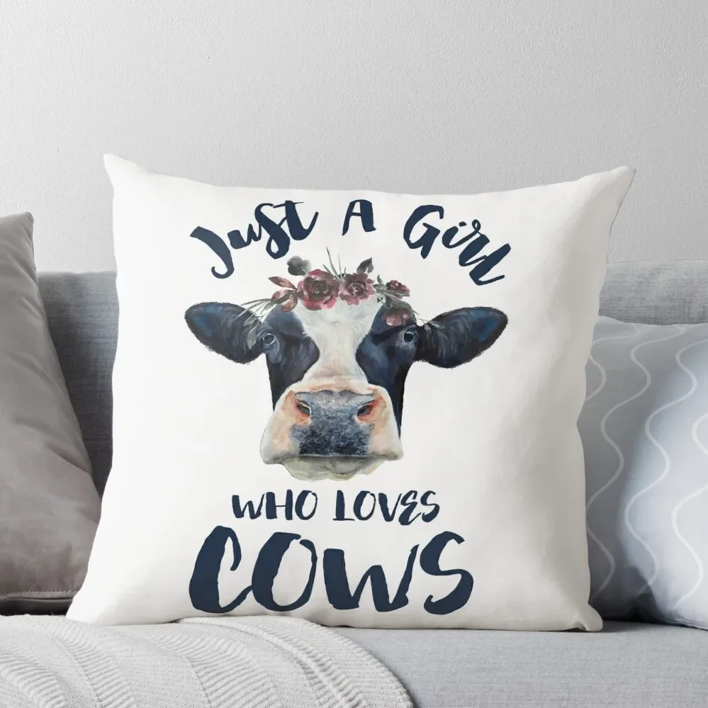 

Animal Lovers Funny Gifts - Just A Girl Who Loves Cows Throw Pillow Cushions For Children Anime