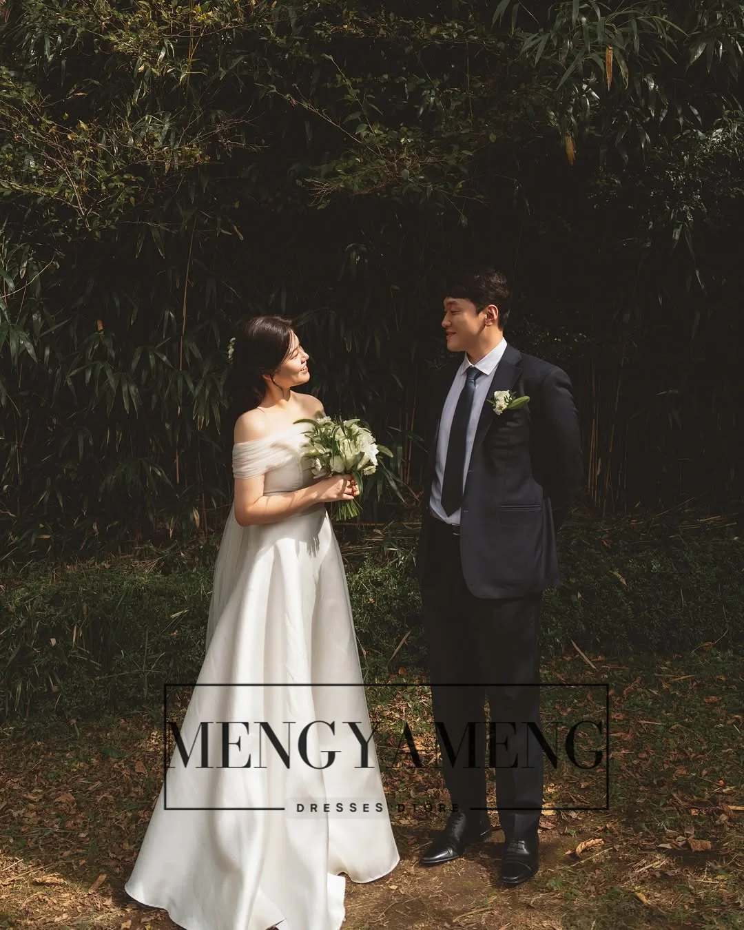 ZHUISHU Elegant Korean Wedding Dresses with Shawl Customized A Line Bridal Gown Satin Photo Shoot Dress for Self-Wedding