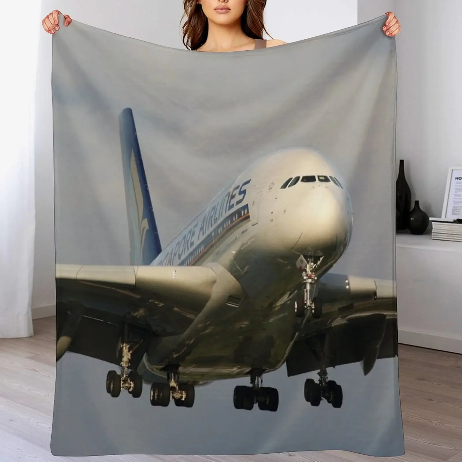 A380 Arrival Throw Blanket Easy Care Comfortable Blanket for Couch