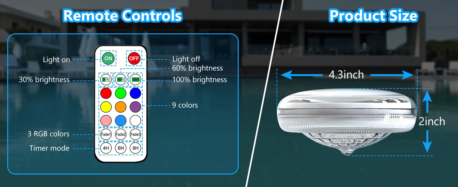 New Solar Remote Control Float Light Colorful Dynamic Light and Shadow Three-Mode Garden Atmosphere Pool Light