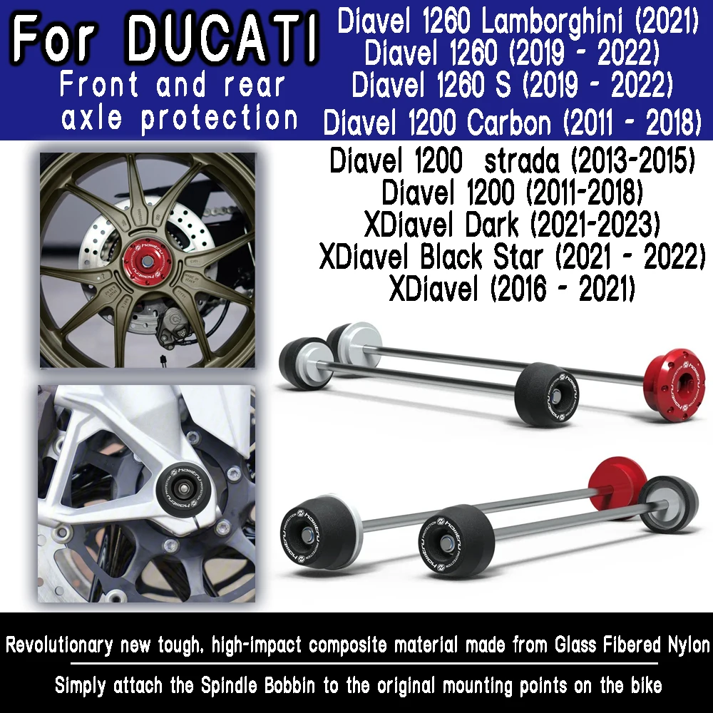 

Front and rear wheel spindle collision protection For Ducati Diavel 1200 Diavel 1260 S/XDiavel 2011-2017 2018-2013 2020 2021