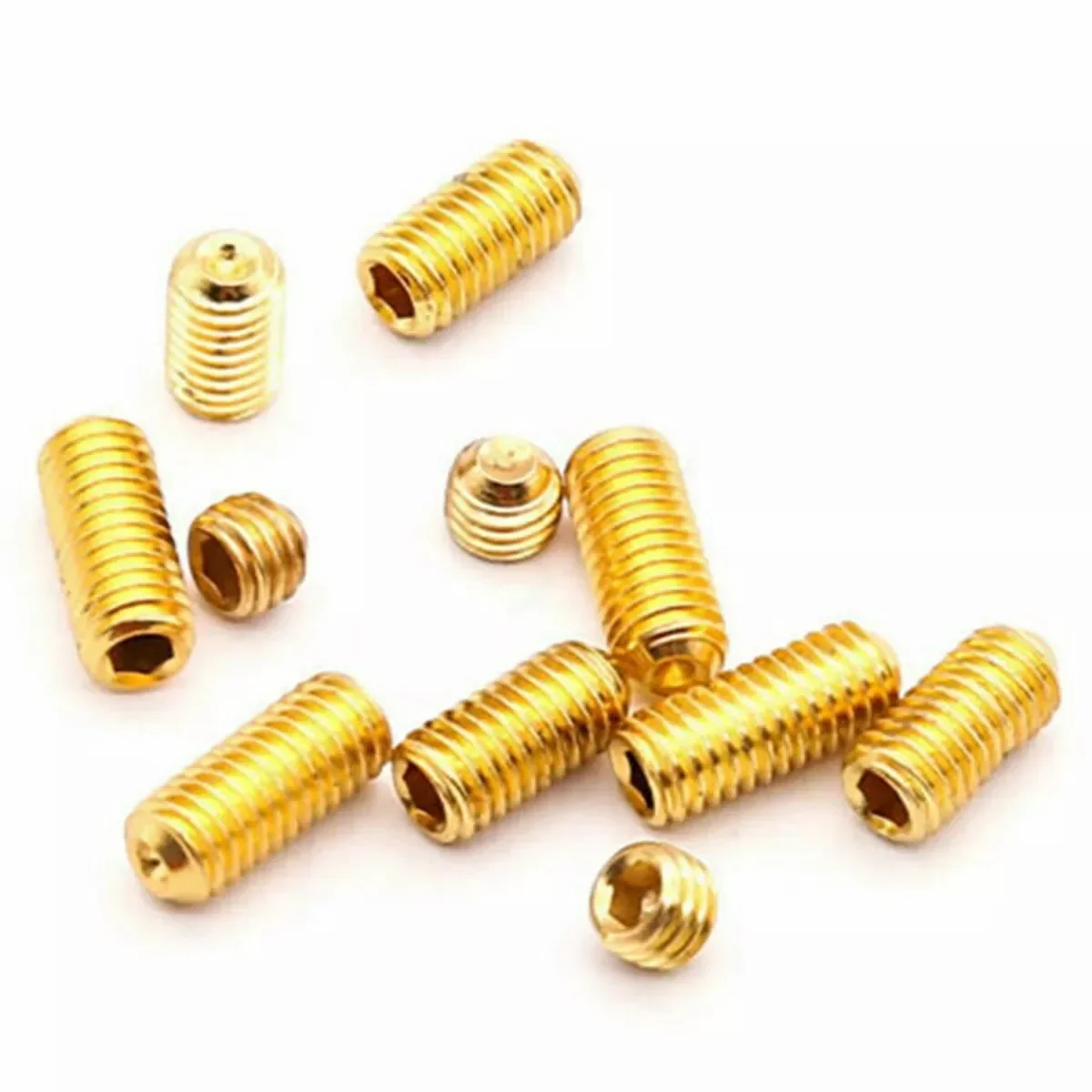 10~100Pcs M3 M4 M5 Grub Screws Cup Point Allen Hex Socket Set Screw - Gold Titanium Plated