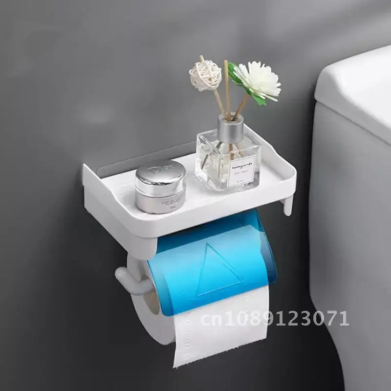 

Bathroom Toilet Towel Paper Holder Phone Holder Wall Mount WC Rolhouder Paper Holder With Shelf Towel Rack Tissue Boxes 3 Colors