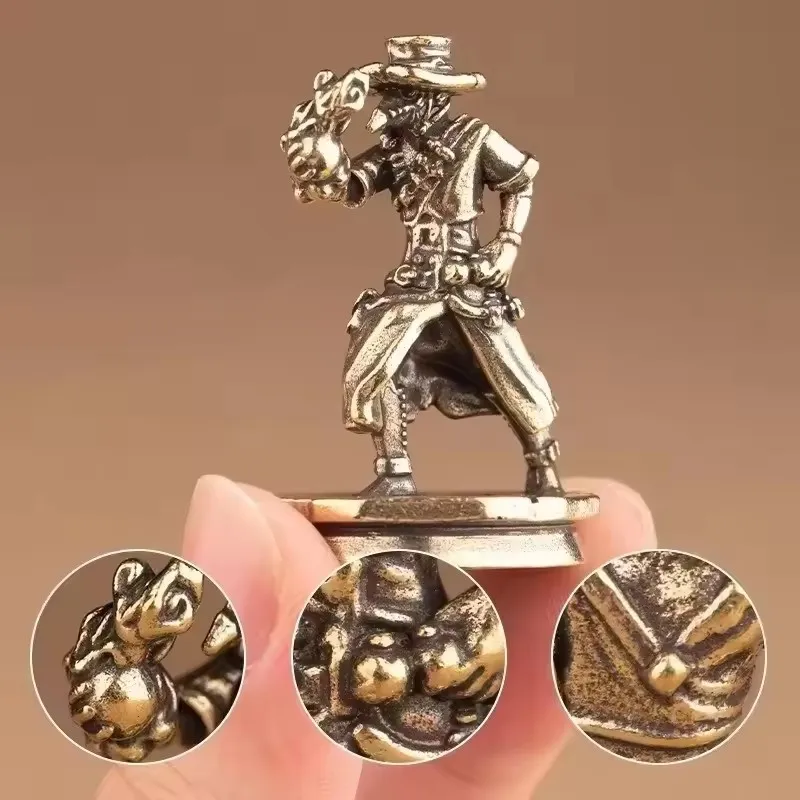 

Solid Brass Western Cowboy Figurine Vintage Miniature Model Desktop Home Office Decor Ornament