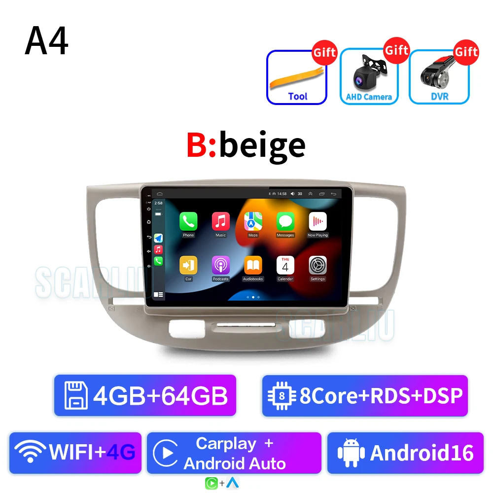 Autoradio Voor Kia RiO 2 RIO2 2005-2011 Draadloze CarPlay Android Auto Multimedia Speler Touchscreen GPS navigatie Geen 2din DVD