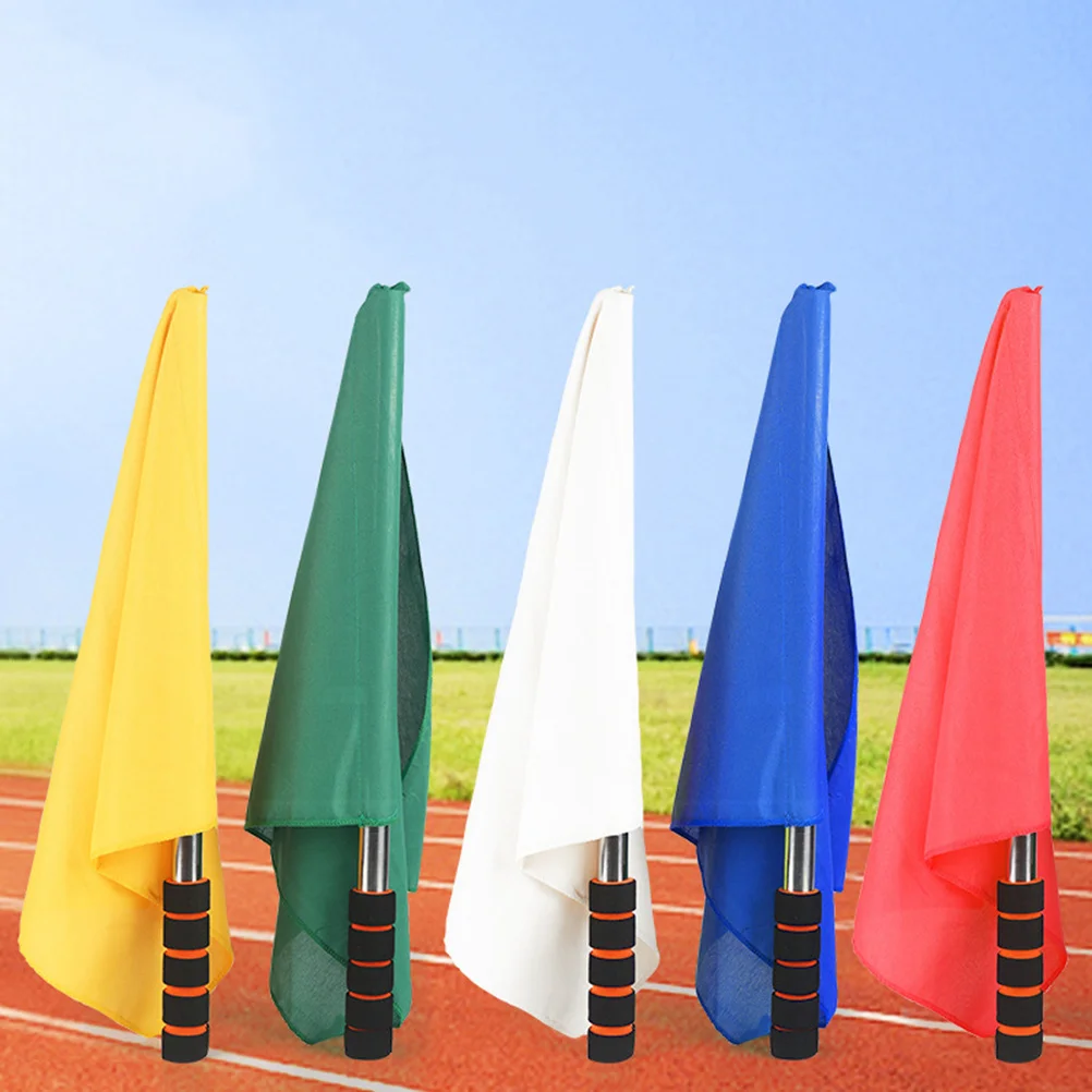 4 قطعة الحكم اليد المحمولة خفيفة الوزن إشارة أعلام للتدريب الرياضي المنافسة الرياضية الفولاذ المقاوم للصدأ القطب مقبض نونسليب