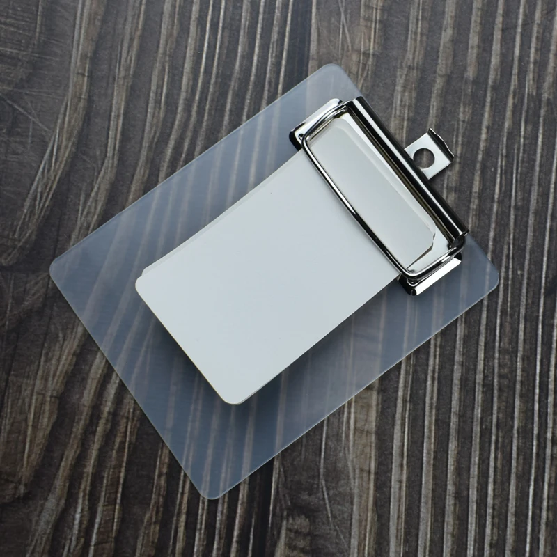1pc 미니 투명 클립 보드 작은 파일 폴더 주최자 쓰기 패드 종이 홀더 클립 보드 편지지 사무실 학교 용품